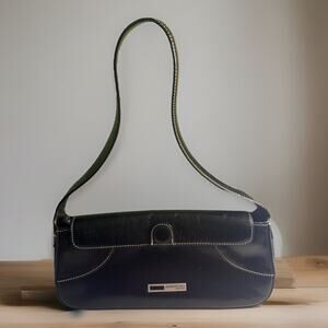 Kenneth Cole New York Shoulder Bag Dark Brown Genuine Leather Small Medium